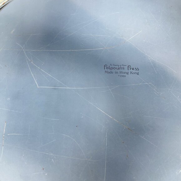 Vintage 80s Tray Floral Tulips & Basket Tin Serving Bar Potpourri Press Signed - Picture 6 of 10